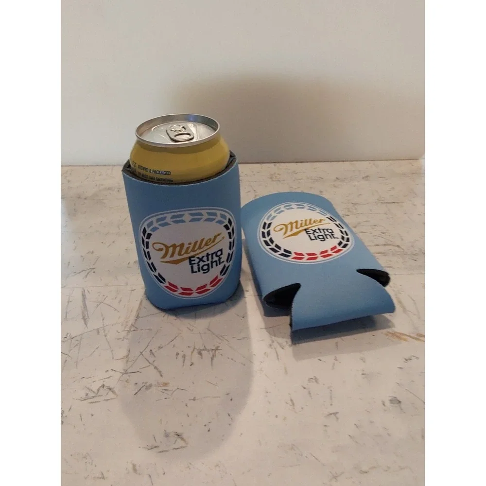 MILLER EXTRA LITE 2 SUMMER BLUE KOOZIE 12oz BEER CAN COOZIE NEW